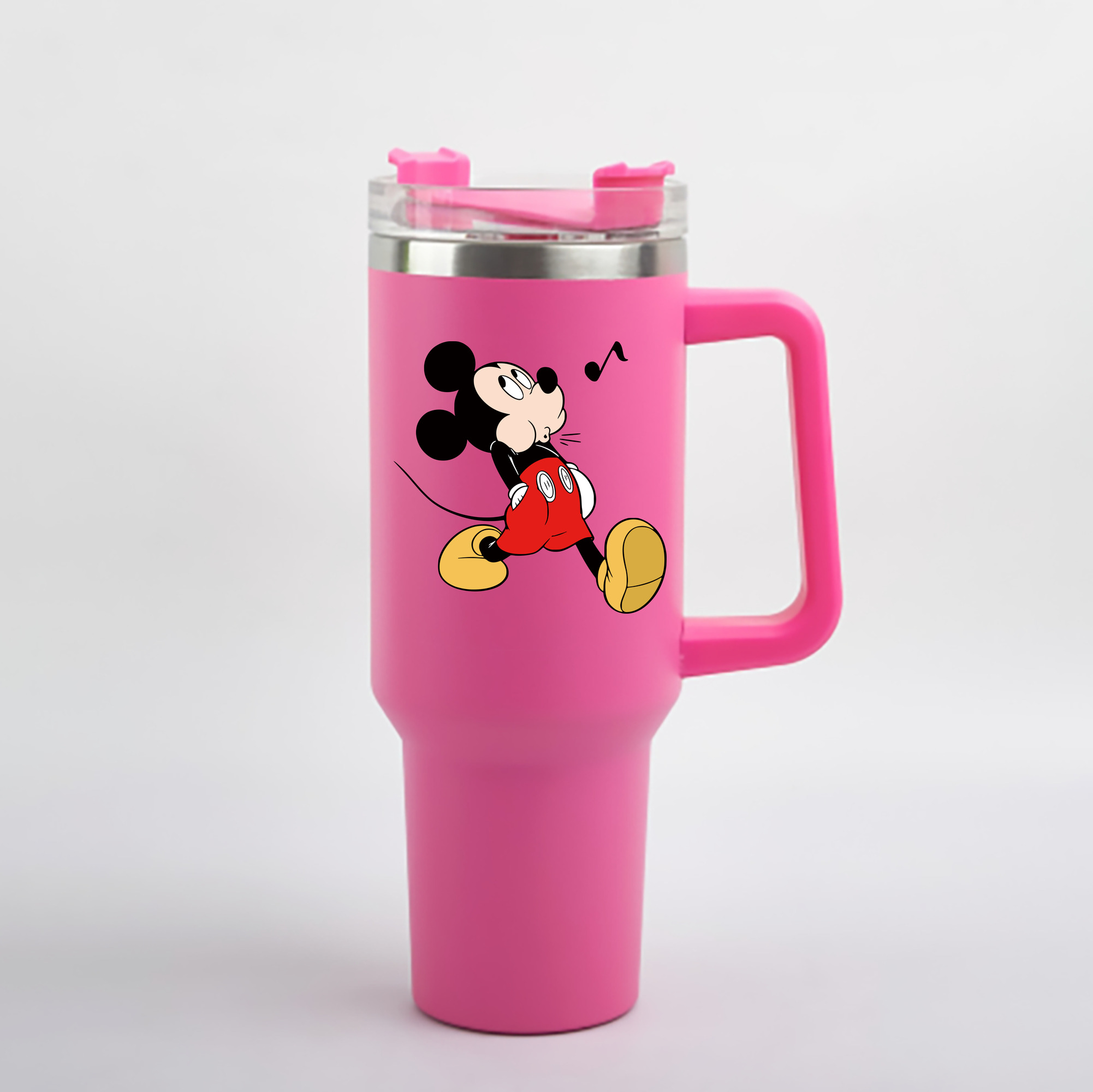 （画像用） ミッキーマウス Mickey Mouse 1200mL車用タンブラー - クリスタルステッカー（プラスチックストロー付き）